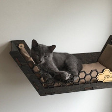 Игровой комплекс настенный лежанка и домик из дерева для кошки