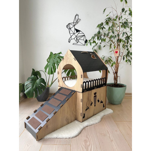 Кошкин дом домик для кролика двухэтажный игровой комплекс для кошек
