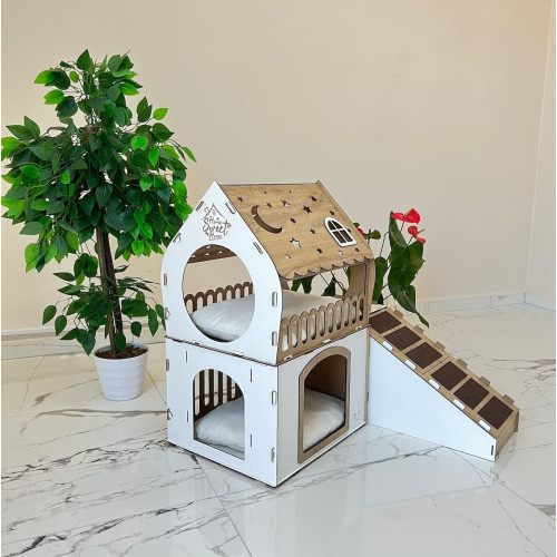 Кошкин дом домик для кролика двухэтажный игровой комплекс для кошек