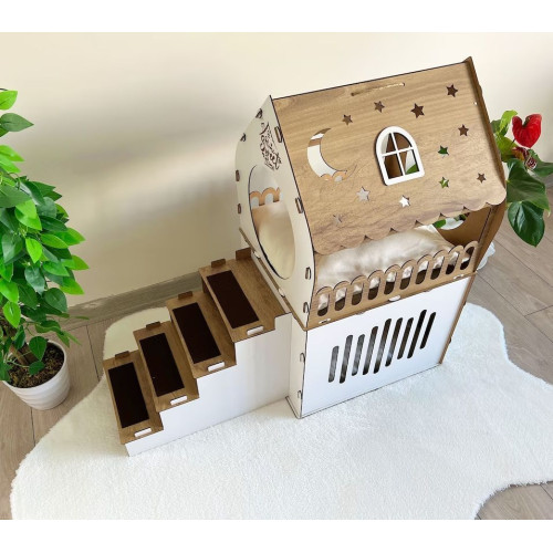 Кошкин дом домик для кролика двухэтажный игровой комплекс для кошек