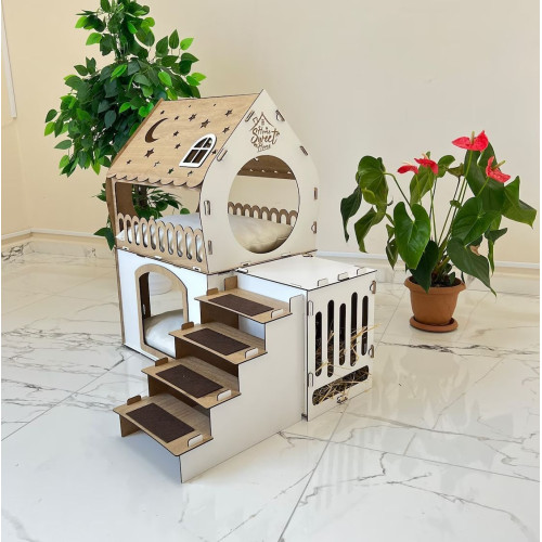 Кошкин дом домик для кролика двухэтажный игровой комплекс для кошек