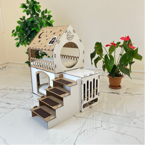 Кошкин дом домик для кролика двухэтажный игровой комплекс для кошек