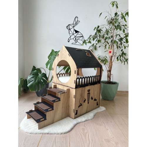 Кошкин дом домик для кролика двухэтажный игровой комплекс для кошек