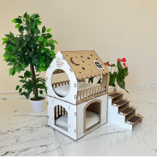 Кошкин дом домик для кролика двухэтажный игровой комплекс для кошек