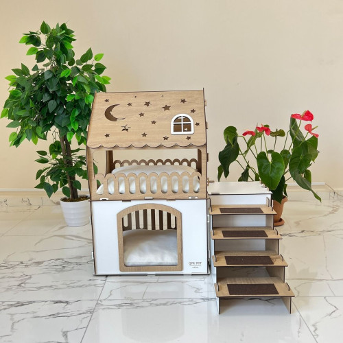 Кошкин дом домик для кролика двухэтажный игровой комплекс для кошек