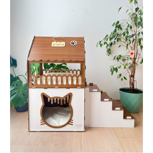 Кошкин дом домик для кролика двухэтажный игровой комплекс для кошек