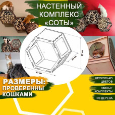 Домики настенные Соты для кошек из дерева  2 закрытых 1 открытый 1 лежак 3 ступеньки Цвет Дерева  Игровые комплексы для животных
