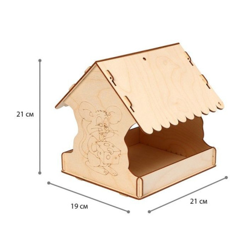Kopмушка для птиц Мышка 22х20х22см  Деревянная подвесная  ZOO HOUSE - домики для зверюшек