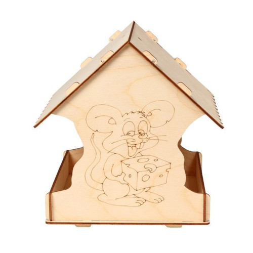 Kopмушка для птиц Мышка 22х20х22см  Деревянная подвесная  ZOO HOUSE - домики для зверюшек