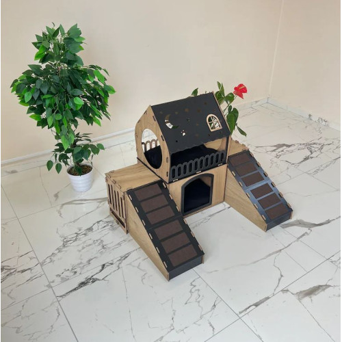 Кошкин дом домик для кролика двухэтажный игровой комплекс для кошек