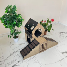Кошкин дом домик для кролика двухэтажный игровой комплекс для кошек