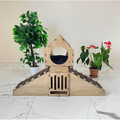 Кошкин дом домик для кролика двухэтажный игровой комплекс для кошек