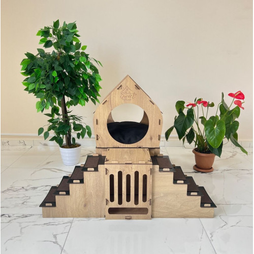 Кошкин дом домик для кролика двухэтажный игровой комплекс для кошек