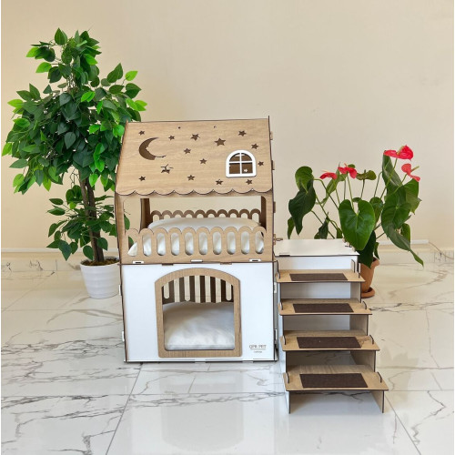 Кошкин дом домик для кролика двухэтажный игровой комплекс для кошек