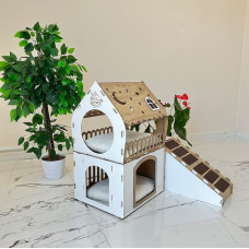 Кошкин дом домик для кролика двухэтажный игровой комплекс для кошек