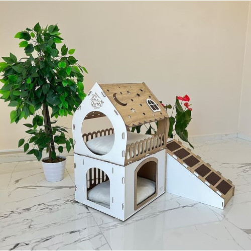 Кошкин дом домик для кролика двухэтажный игровой комплекс для кошек