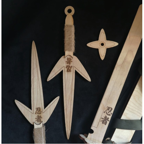 Набор детского деревянного оружия Ниндзя Кинжалы сюрикены 