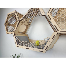 Игровой комплекс настенный лежанка и домик из дерева для кошки