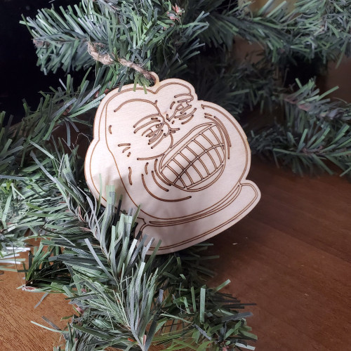 Деревянная ёлочная игрушка прикол мем украшение лягушка Пепе