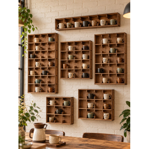 Полка для кружек из Pinterest на 12 ячеек, деревянная настенная
