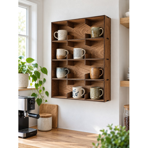 Полка для кружек из Pinterest на 12 ячеек, деревянная настенная
