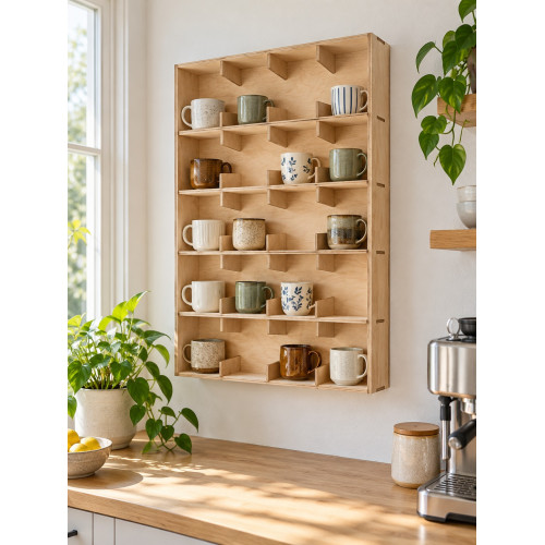 Полка для кружек из Pinterest на 20 ячеек, деревянная настенная