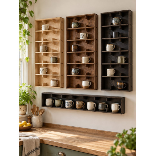 Полка для кружек из Pinterest на 20 ячеек, деревянная настенная