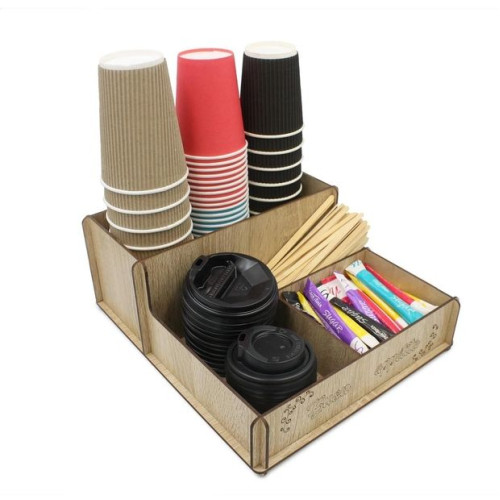 Органайзер деревянный подставка из дерева держатель для одноразовых стаканов и крышек сыпучих продуктов