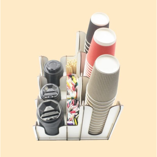 Органайзер деревянный подставка из дерева держатель для одноразовых стаканов и крышек сыпучих продуктов