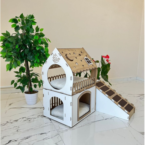 Кошкин дом домик для кролика двухэтажный игровой комплекс для кошек
