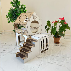 Кошкин дом домик для кролика двухэтажный игровой комплекс для кошек