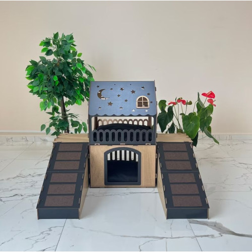 Кошкин дом домик для кролика двухэтажный игровой комплекс для кошек