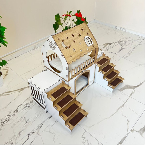 Кошкин дом домик для кролика двухэтажный игровой комплекс для кошек