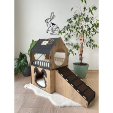 Кошкин дом домик для кролика двухэтажный игровой комплекс для кошек