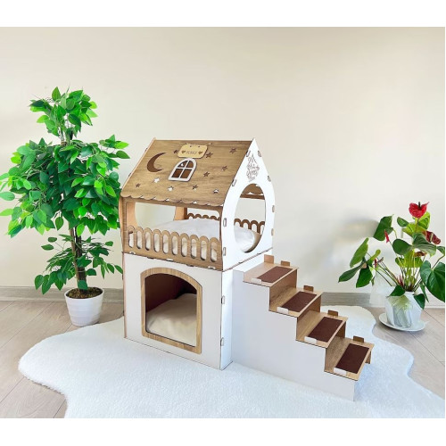 Кошкин дом домик для кролика двухэтажный игровой комплекс для кошек