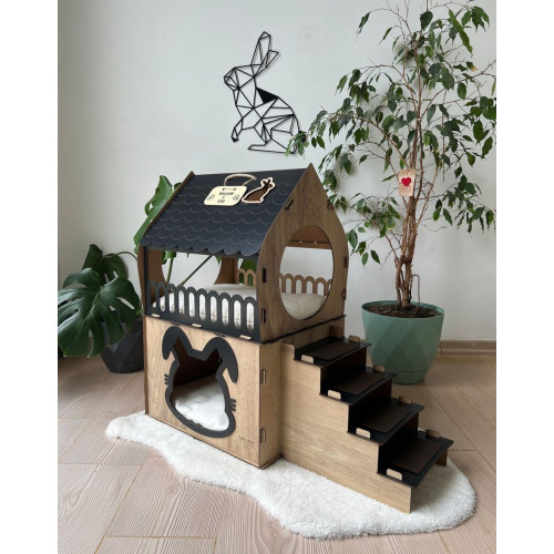 Кошкин дом домик для кролика двухэтажный игровой комплекс для кошек