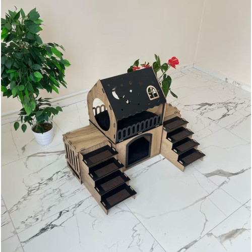 Кошкин дом домик для кролика двухэтажный игровой комплекс для кошек