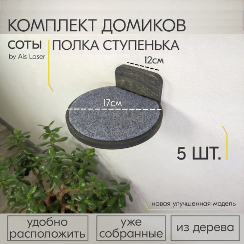 Лесенка для кошек на стену 5 шт  Деревянные ступеньки 12х17см  Настенный игровой комплекс