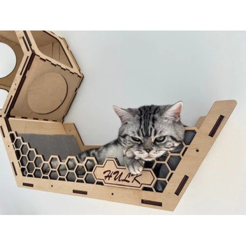 Комплекс для кошек с домиком и лежанкой  Деревянный настенный  Zoo House