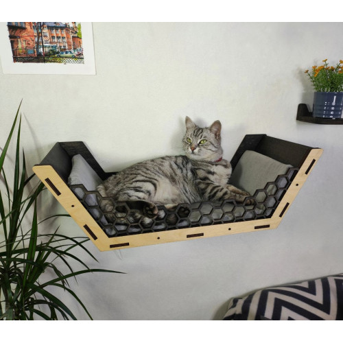 Игровой комплекс настенный лежанка ступенька из дерева для кошки