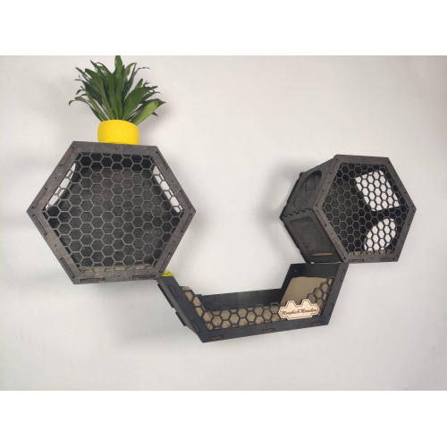 Игровой комплекс настенный лежанка и домик из дерева для кошки