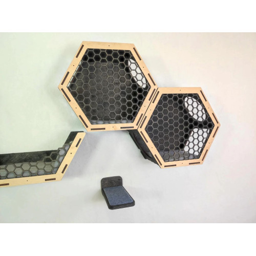 Игровой комплекс настенный лежанка и домик из дерева для кошки