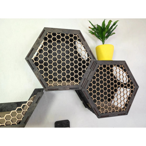 Игровой комплекс настенный лежанка и домик из дерева для кошки