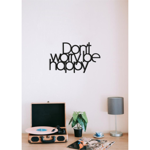 Панно 53х32 см Don't Worry Be Happy декоративное настенное чёрное декор на стену картина