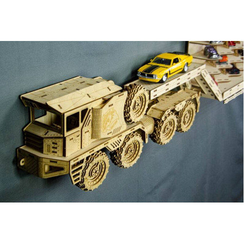 Деревянная полка для машинок горизонтальная 1:64  Парковка настенная для моделек автомобилей