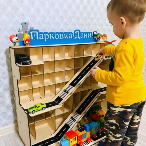 Детский деревянный многоуровневый гараж  Мега Большой Паркинг  Парковка - конструктор