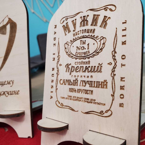 Подставка под телефон Держатель для смартфона деревянный Подарок мужчине на 23 февраля