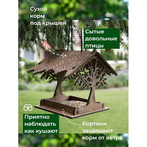Птичья кормушка деревянная домик скворечник для птиц и белок