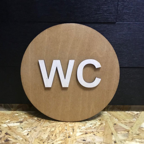Вывеска  табличка знак туалет из дерева  Деревянный знак на дверь WC