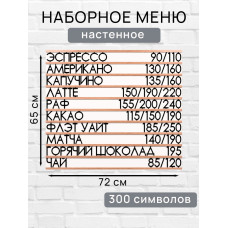 Настенное меню (300 символов) из наборных букв для кафе и ресторана